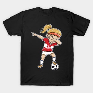 Dabbing Soccer Player Funny Denmark Fan T-Shirt girl T-Shirt